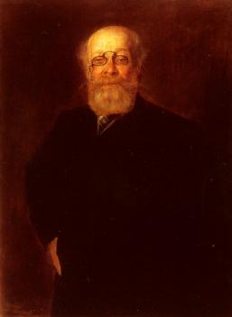 Franz Von Lenbach : Portrait Of A Bearded Gentleman Wearing A Pince Nez